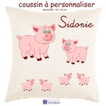 Coussin Cochon Personnalisable avec un Prénom