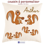 Coussin Ecureuil Personnalisable avec un Prénom