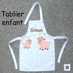 Tablier de Cuisine Enfant Dessin Cochon Personnalisable avec un prénom