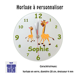 Horloge girafe Personnalisable avec un Prénom