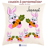 Coussin Lapin Personnalisable avec un Prénom