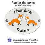 Plaque de Porte de Chambre  Renard Personnalisable avec un Prénom