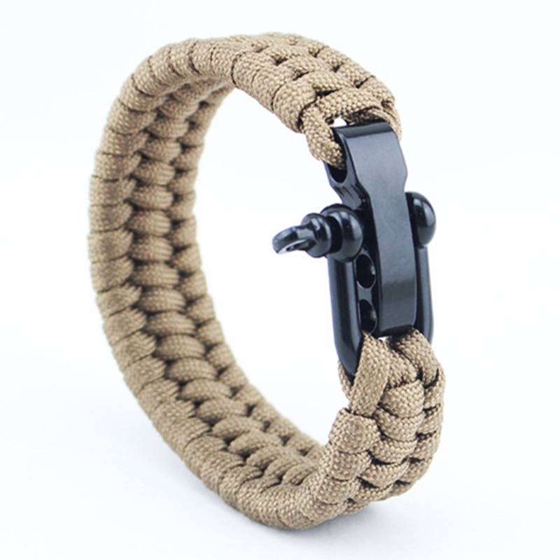 Bracelet De Survie Paracord 7-Coeurs - Inclut Sifflet, Boussole, Pierre à Feu, LED - Réglable 23,5-29,5 Cm - Pour Randonnée, Camping