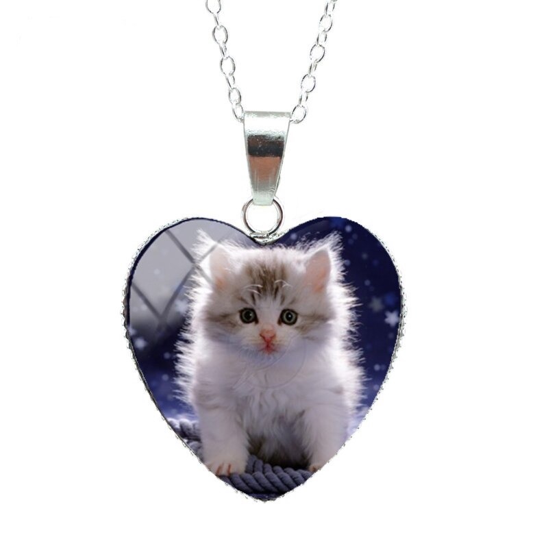 Pendentif En Cœur Avec Photo De Chat Bijoux L Heure Passion