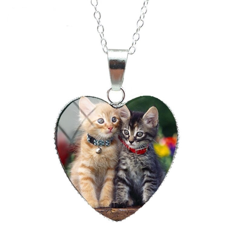 Pendentif En Cœur Avec Photo De Chat Bijoux L Heure Passion