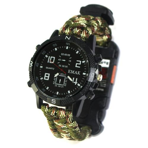 Montre Militaire Paracorde Gris Camouflage Avec Boussole - Bracelet Paracorde Homme - Neuf Sans étiquette