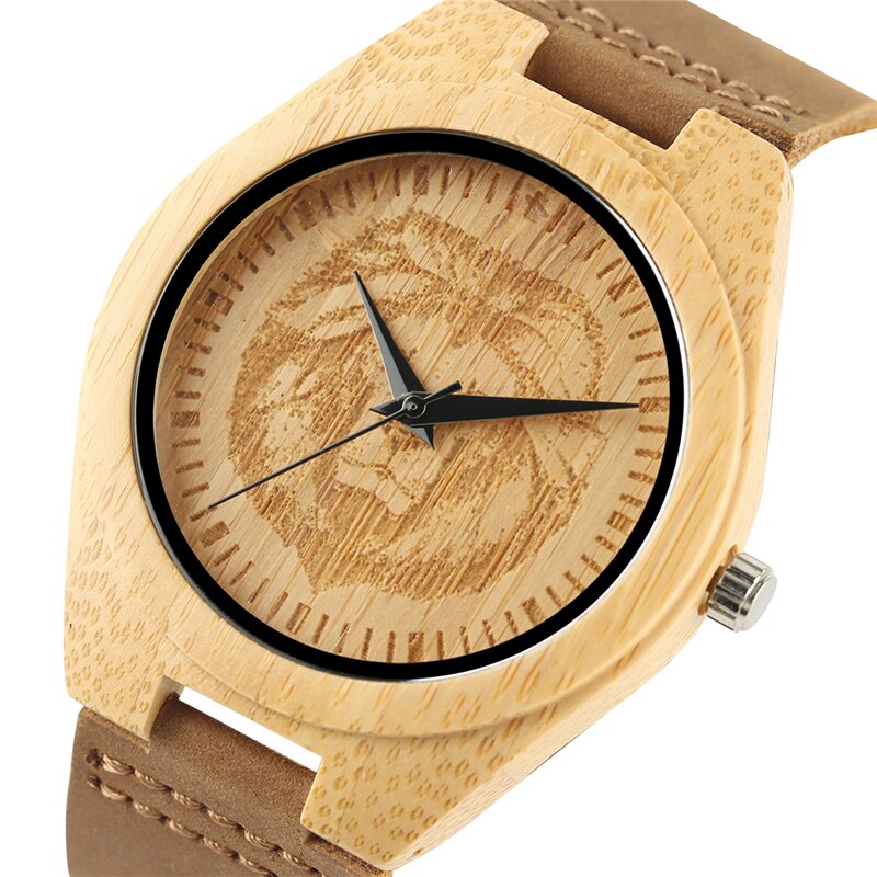 Naturel-en-bois-sculpture-bambou-analogique-Quartz-montre-bracelet-cr-atif-hommes-t-te-de-Lion