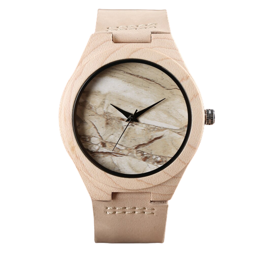 Style minimaliste NIBEIWEISHOP : une montre en bois avec cadran en marbre