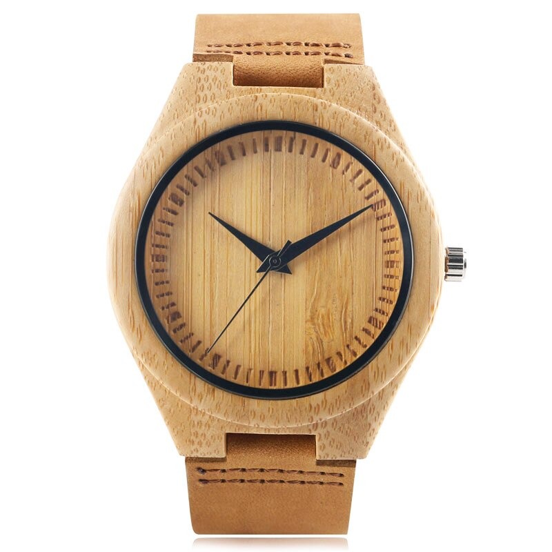 Montre minimaliste en bois, montre simple en bois de bambou