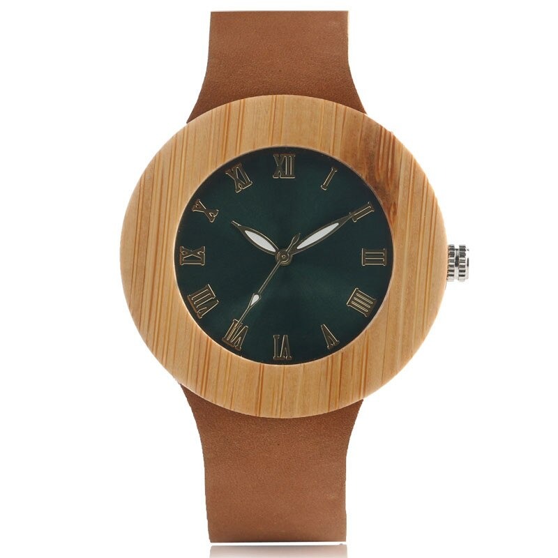 Montre numéro romain nature en bois et minimaliste pour femme