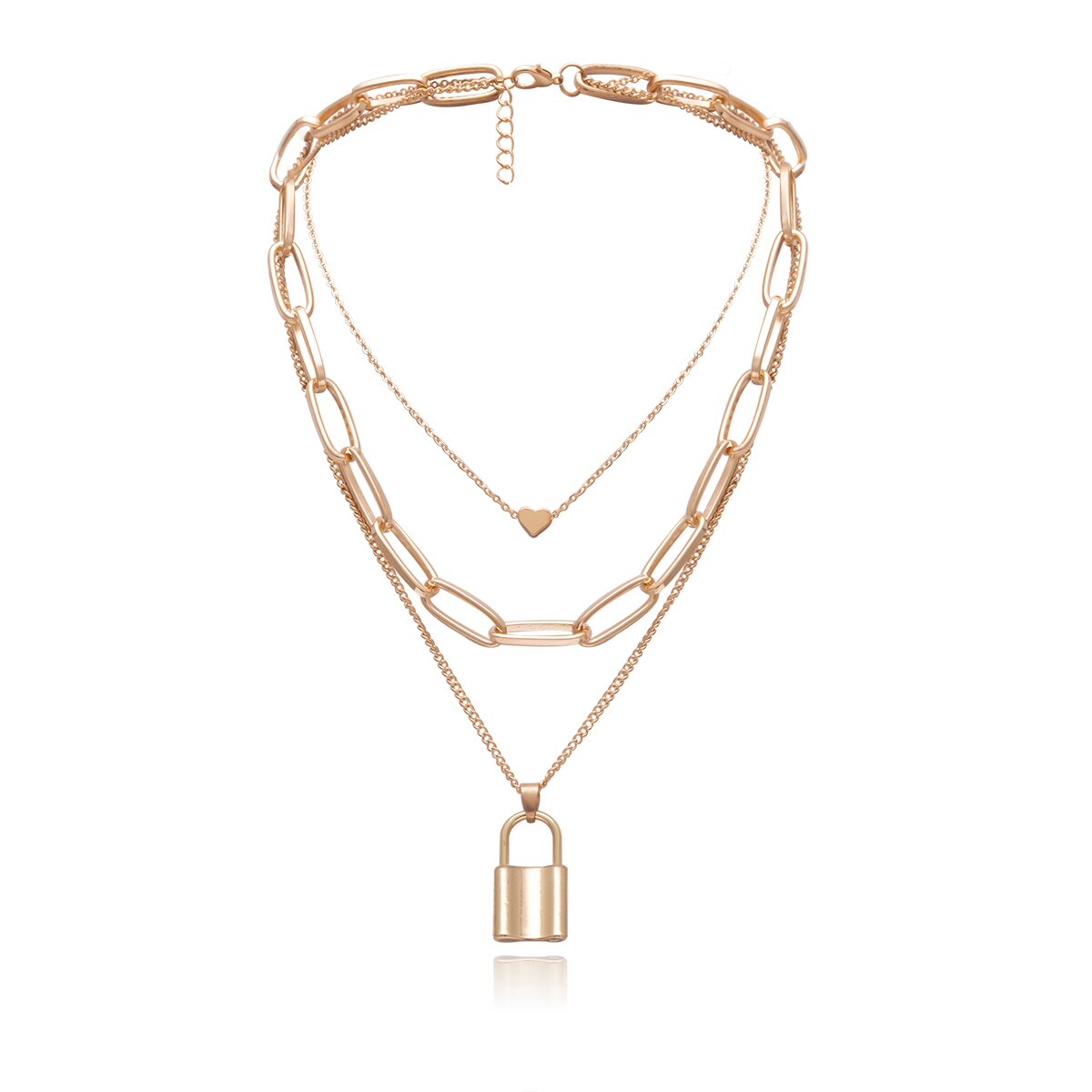 Collier avec chaîne en cœur, serrure, multicouche, meilleur cadeau de couple