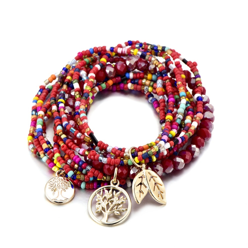 Bracelet Bohème FULU AUTUMN - Perles Et Cristaux - Élastique - Cadeau Femme