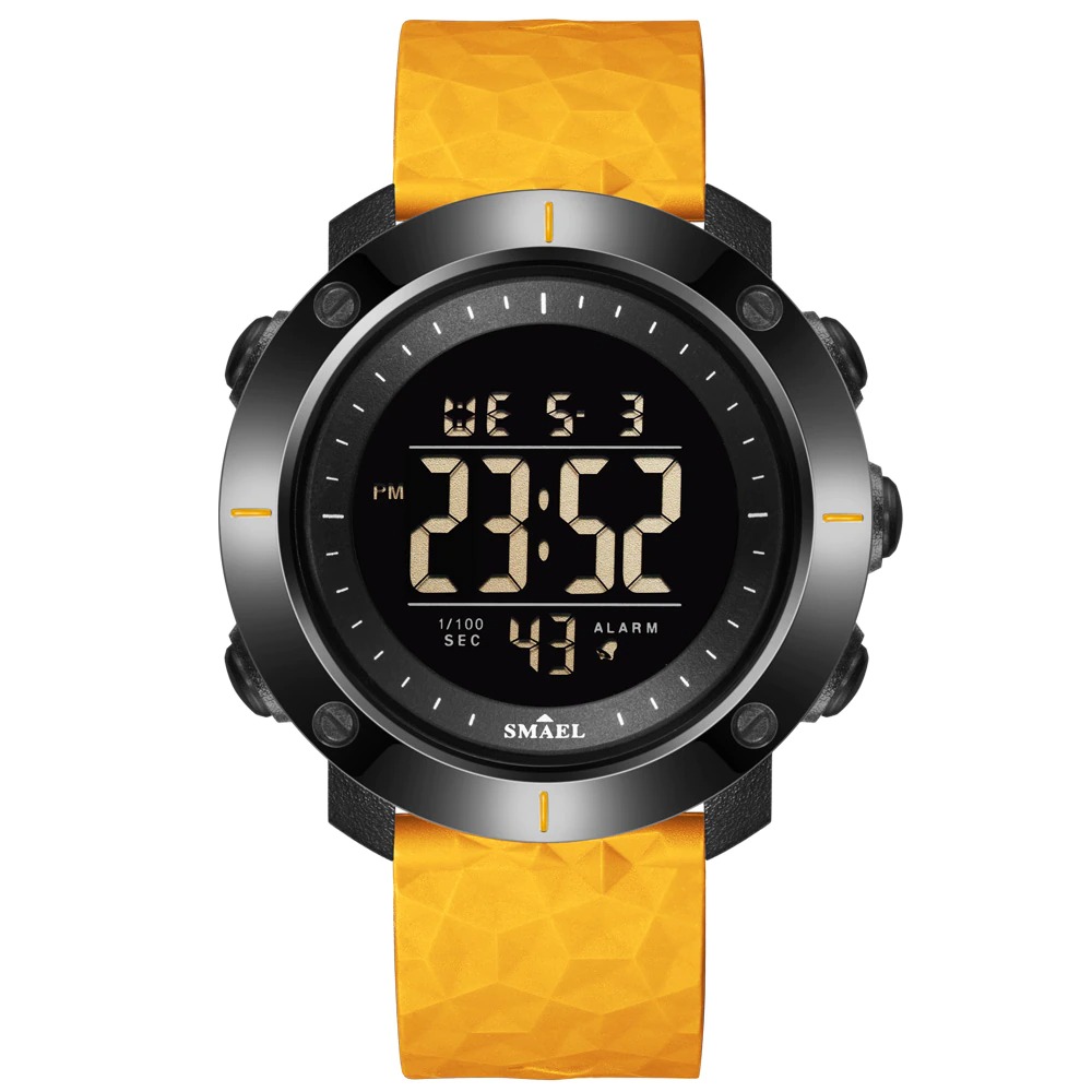 Montre-numerique-LED-de-Sport-et-resistante-a-l-eau-50M-pour-homme-orange