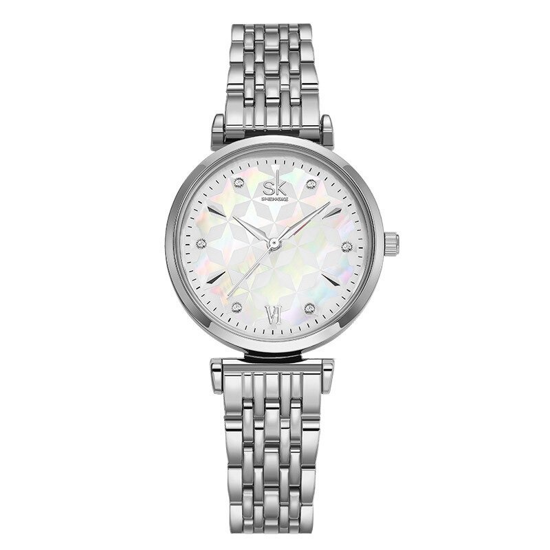 Montre à Quartz pour femme avec bracelet en acier inoxydable et cadran Surface strass