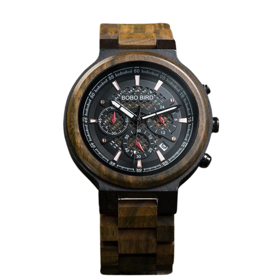 Montre en bois de santal chronographe à quartz et style ultra léger pour homme
