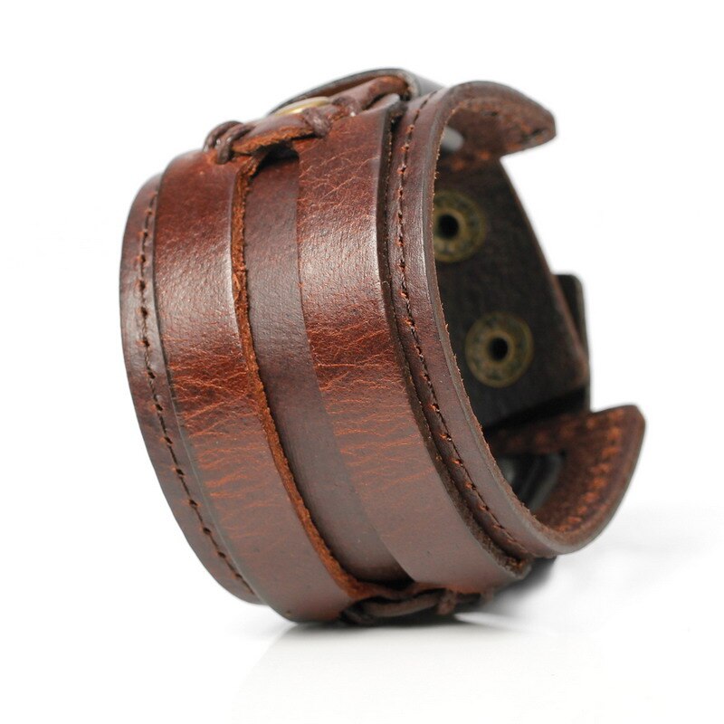 Bracelets en cuir de haute qualité pour hommes avec fermoirs à pressions