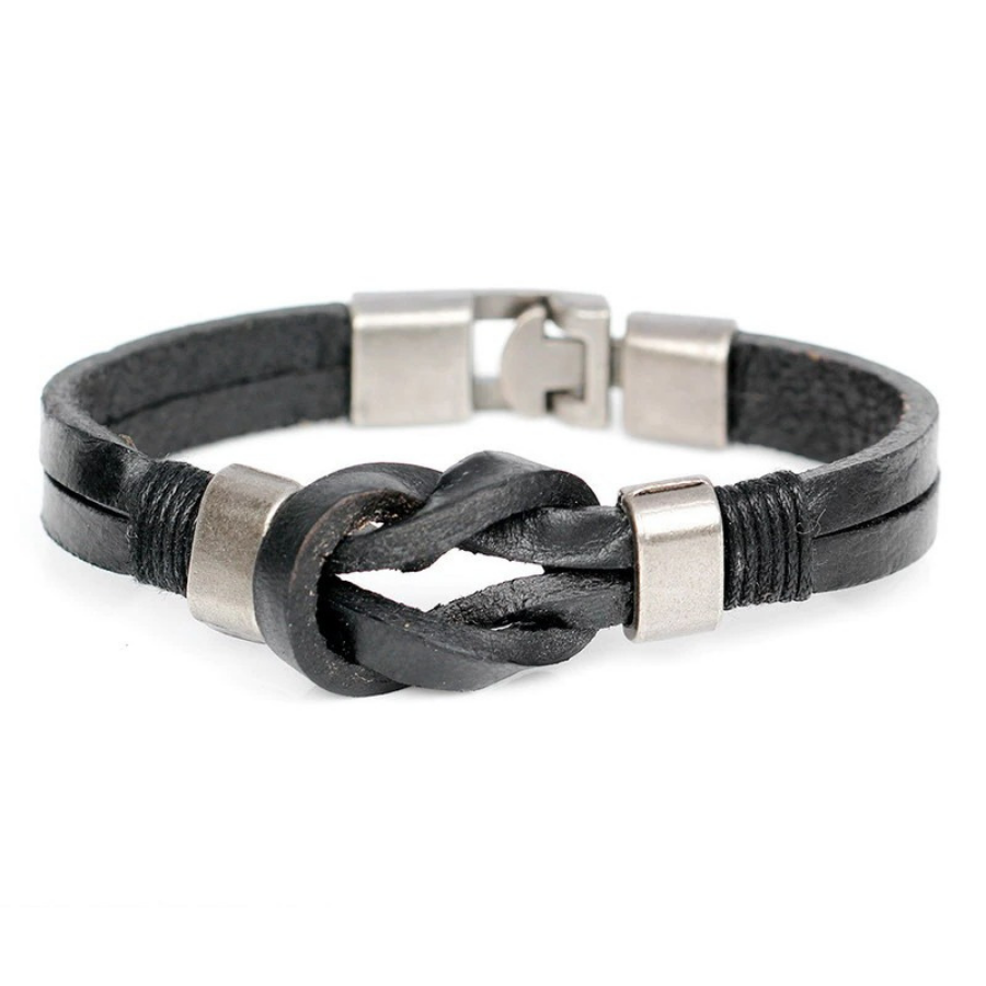 Bracelet en cuir noir ou marron avec boucle simple
