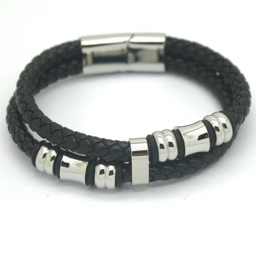 Bracelet en cuir marron pour homme style décontracté et vintage