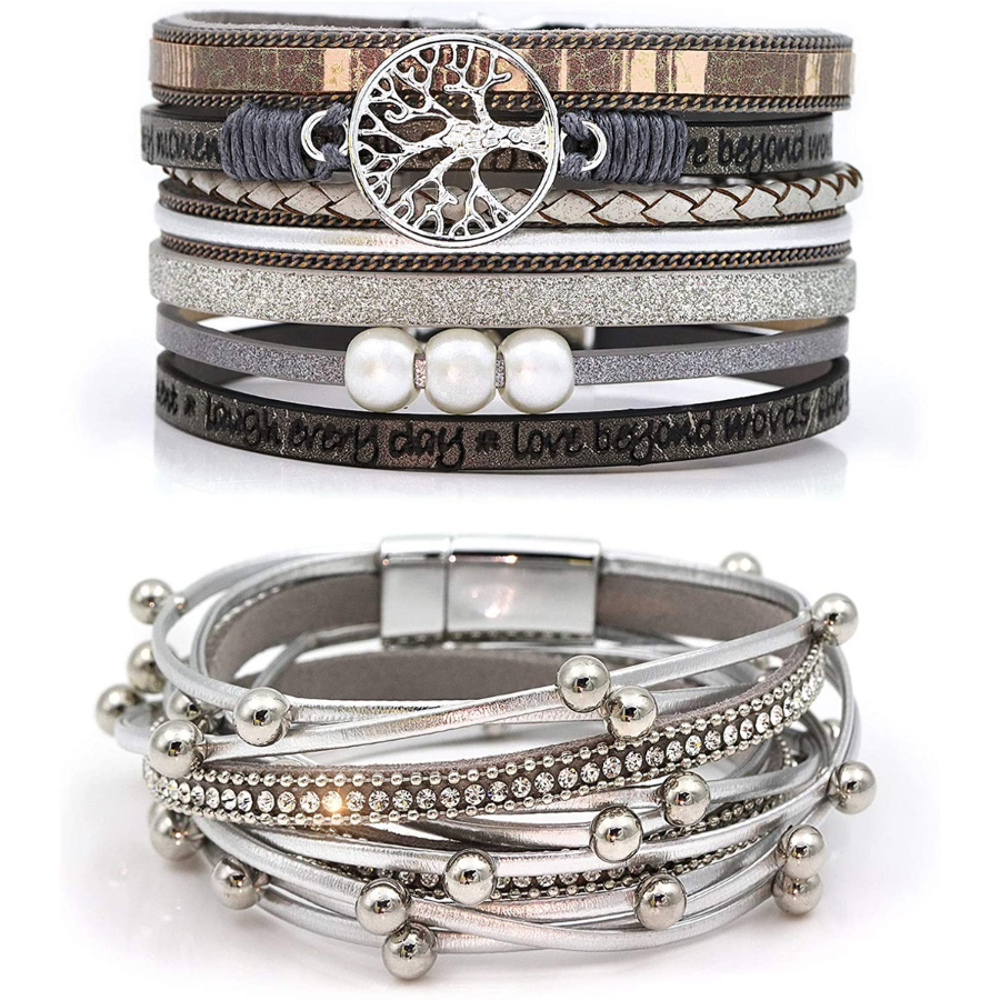 Set de bracelets Multicouche En Cuir pour Homme ou Femme style Vintage