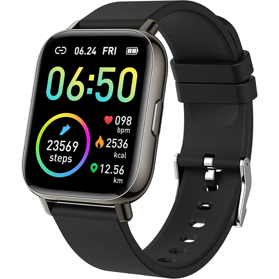 Montre Intelligente : Homme Femme 1.69 Smartwatch Sport Moniteur de Fréquence Cardiaque Sommeil Montre Intelligente Podomètre Calories, Étanche IP68 GPS Partagé Chronomètre 24 Modes Sportifs pour Android iOS
