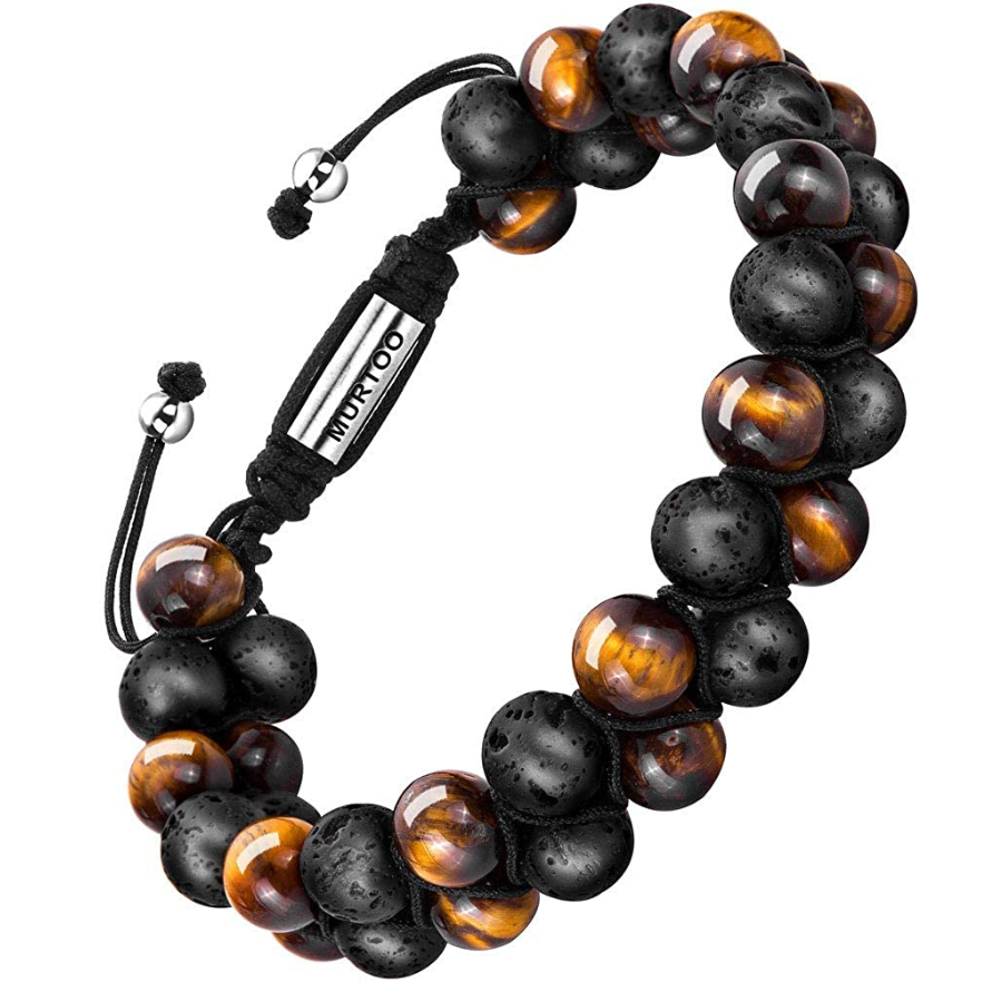 Bracelet Homme Pierre Naturelle - Bracelet Perle Ajustable avec Diffuseur d\'Huile Essentielle de Yoga