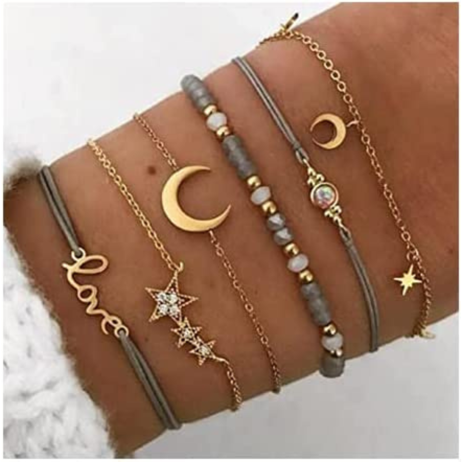 Collection de 6 bracelets Boho - Perles et cristaux finement travaillés