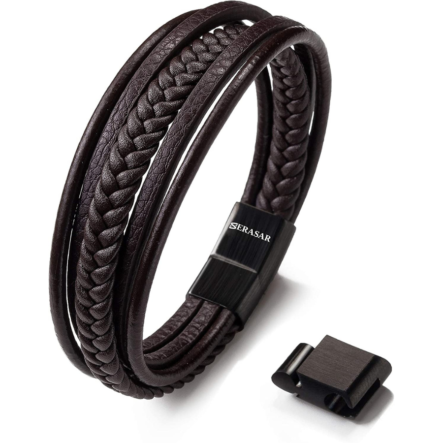 Bracelet tendance en acier inoxydable et cuir véritable pour hommes bijoux Vintage