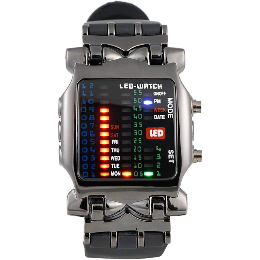 DAUERHAFT - Montre LED électronique carrée avec bracelet en PU