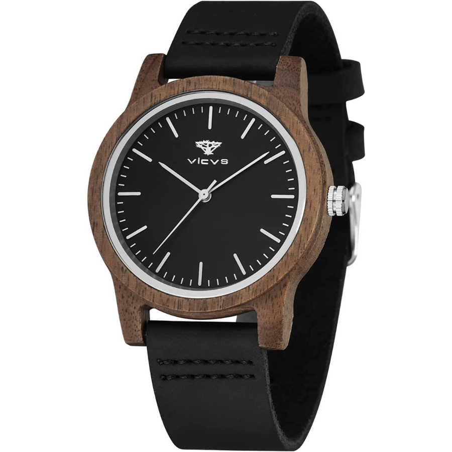 Bracelet en cuir pour une montre en bois noire