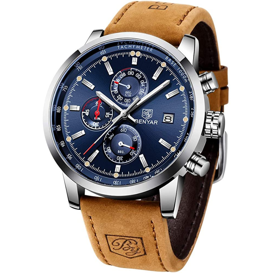 BENYAR Montre Homme Grand cadran bleu pour une meilleure lisibilit