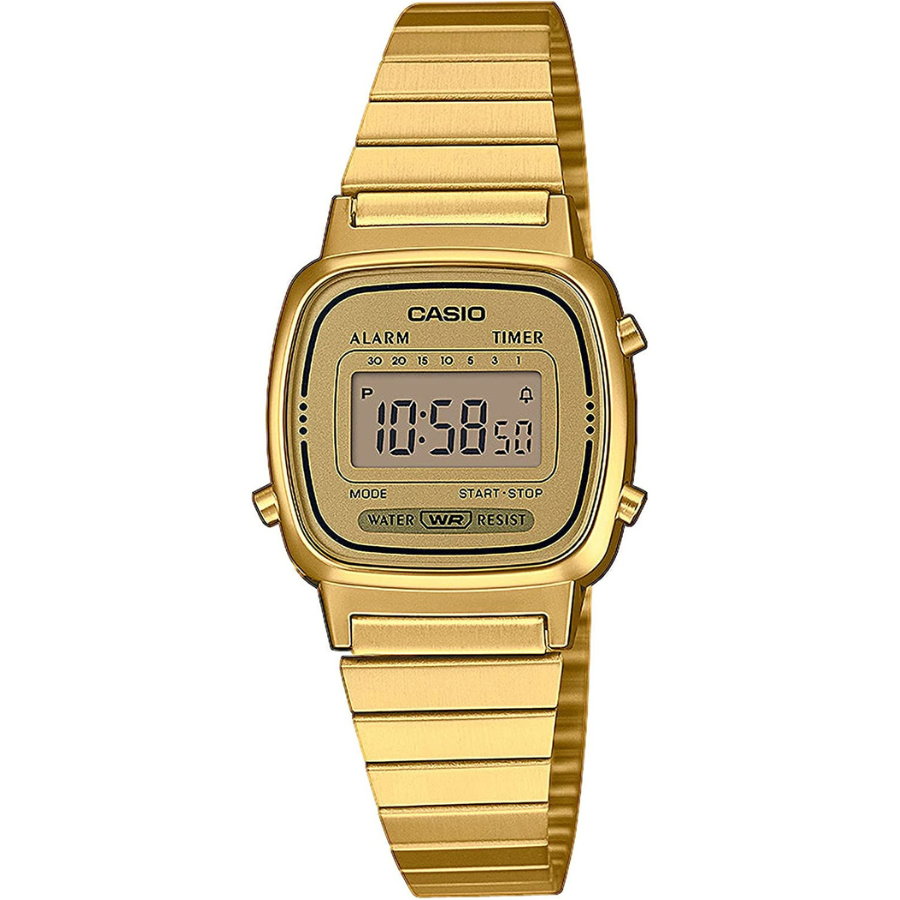 Montre Casio Collection LA670WEGA avec un cadran LCD doré pour un look élégant