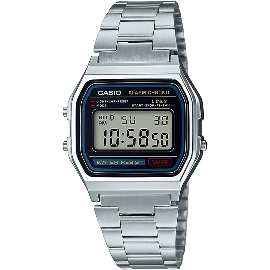La montre Casio Digital pour homme avec bracelet en acier inoxydable : A158WEA-1EF
