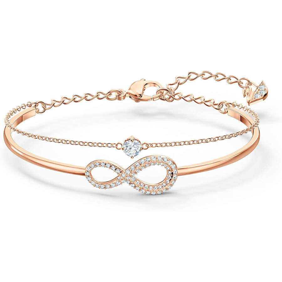 Le bracelet Swarovski Infinity : un bijou luxueux fait de placage d'or rose et de cristaux Swarovski étincelants