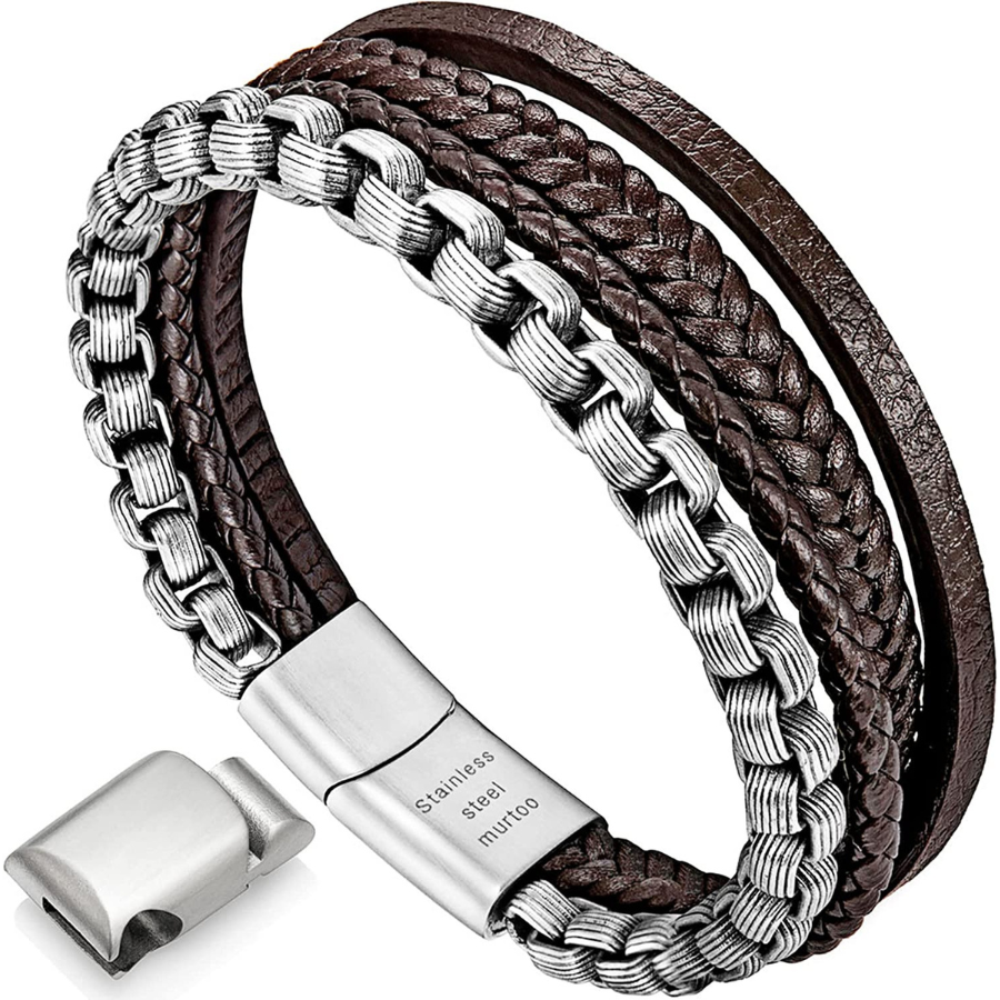 Le bracelet parfait : bracelet en cuir de Murtoo marron, acier inoxydable argenté