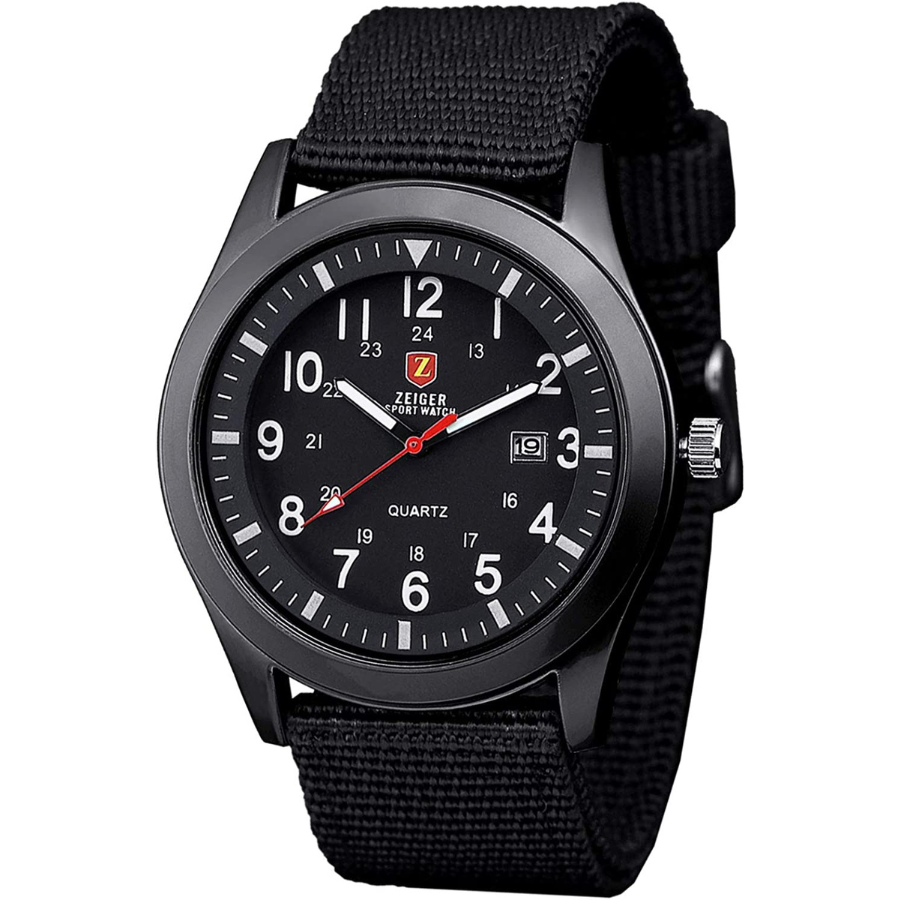 La montre militaire Zeiger pour homme – Une montre à quartz analogique avec un bracelet doublé en nylon.