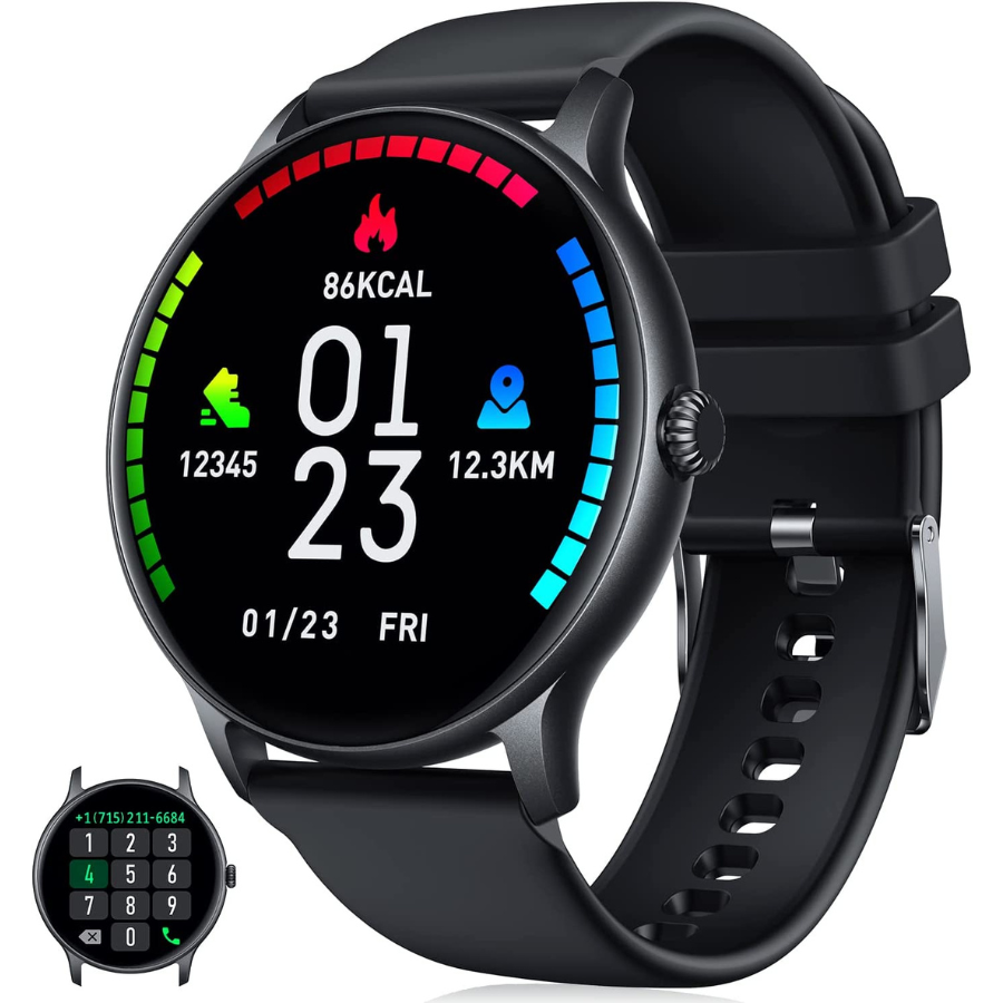 La Smartwatch Femme Homme : 1.28 Bracelet Sport Appel Bluetooth Ronde Montre Intelligente IP67 Étanche