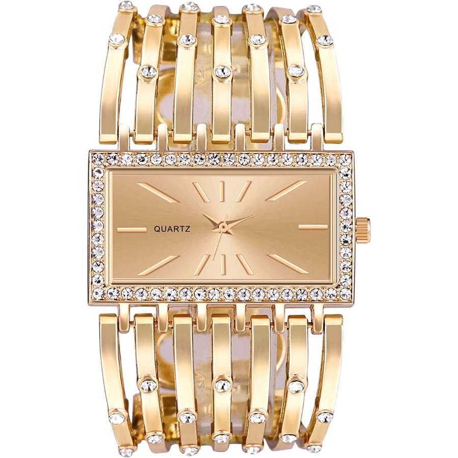 Bracelet Elégant et Raffiné : Montre Bling Bling avec Cadran Rectangulaire Diamant Cristal