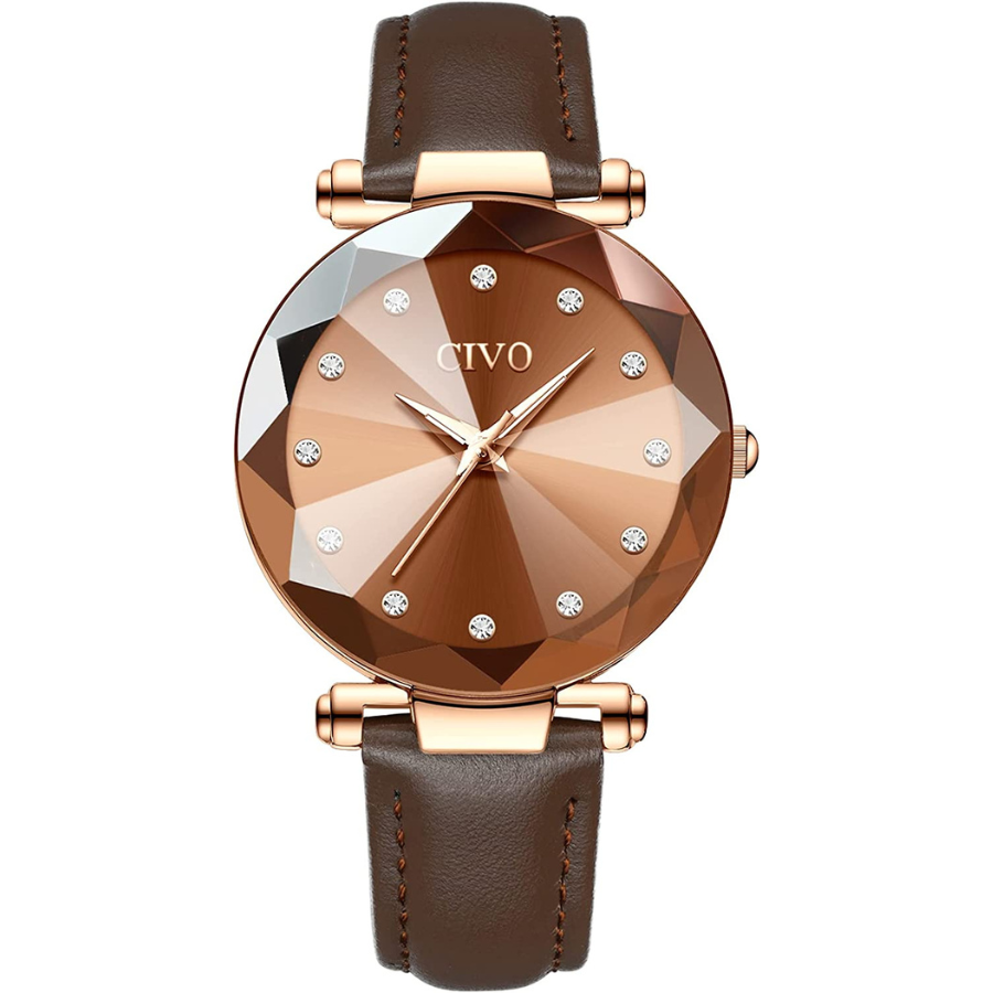 L\'élégance de la montre pour femme CIVO en acier inoxydable marron