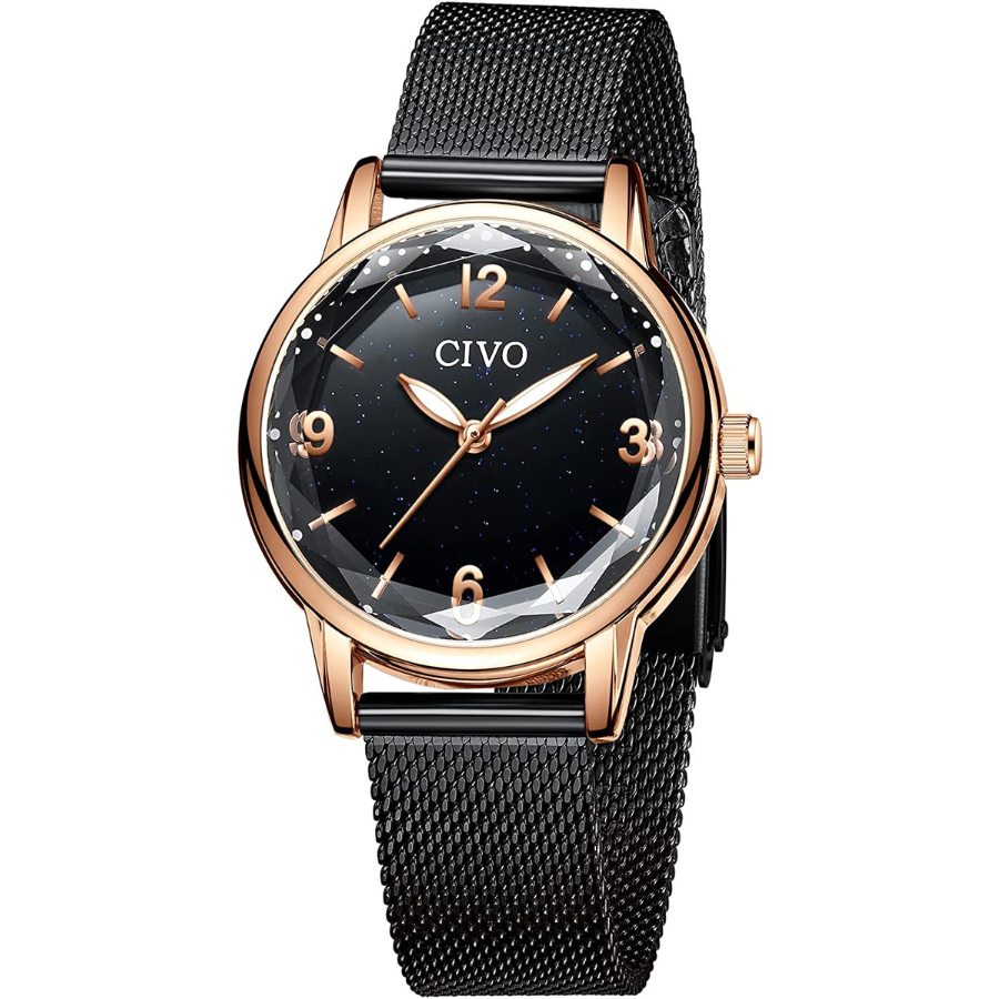 Faites une déclaration avec la montre pour femme CIVO en acier inoxydable Noir