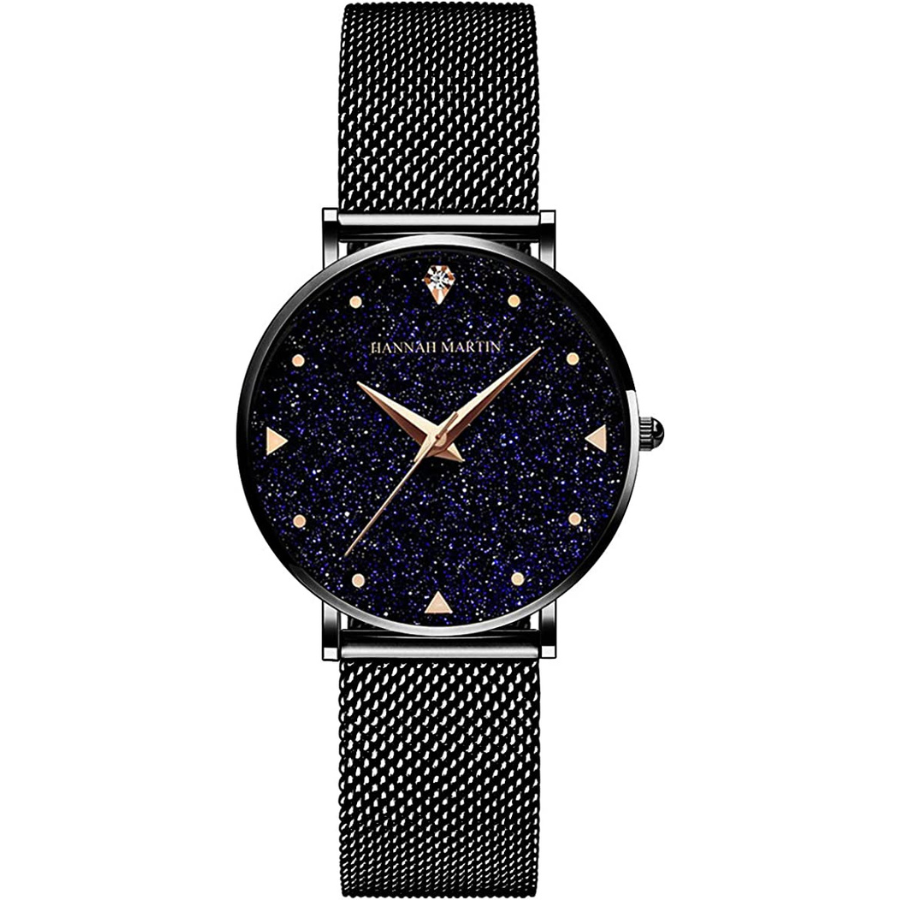 La montre noire pour femme Hannah Martin Ciel étoilé : Luxe et fonctionnalité en un