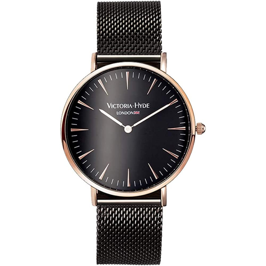 Un accessoire intemporel pour les minimalistes : La montre noire unisexe Victoria Hyde