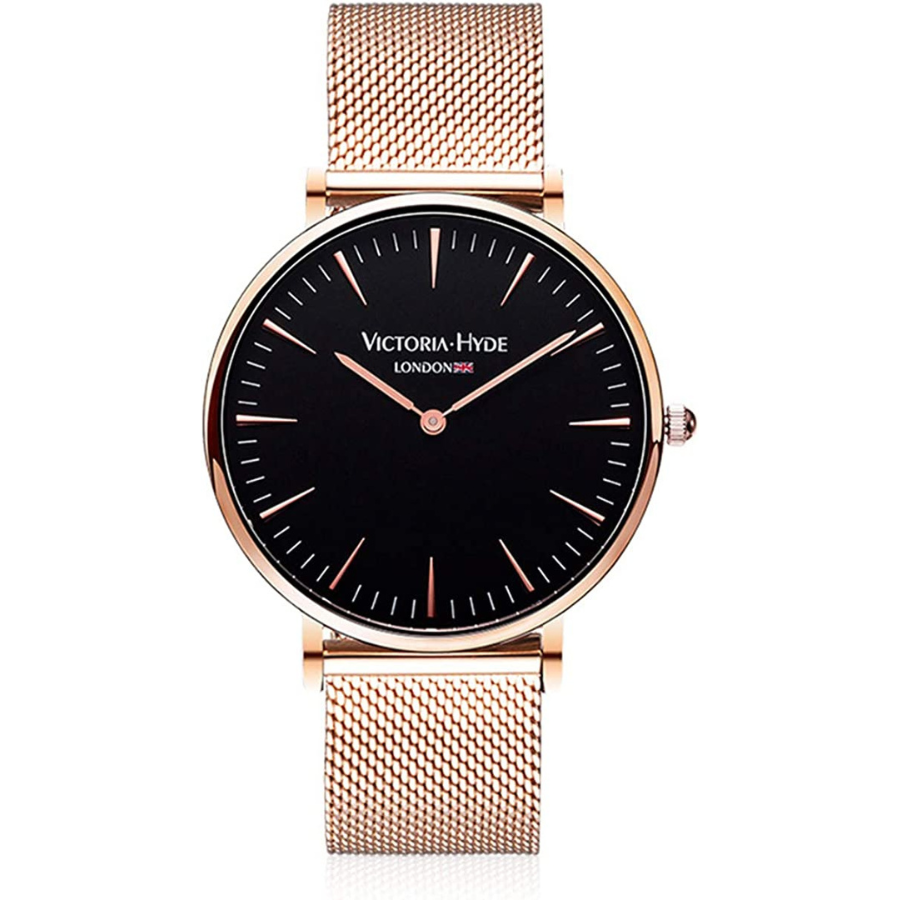 Améliorez le look de votre poignet avec la montre minimaliste pour femmes VICTORIA HYDE en or rose et noir