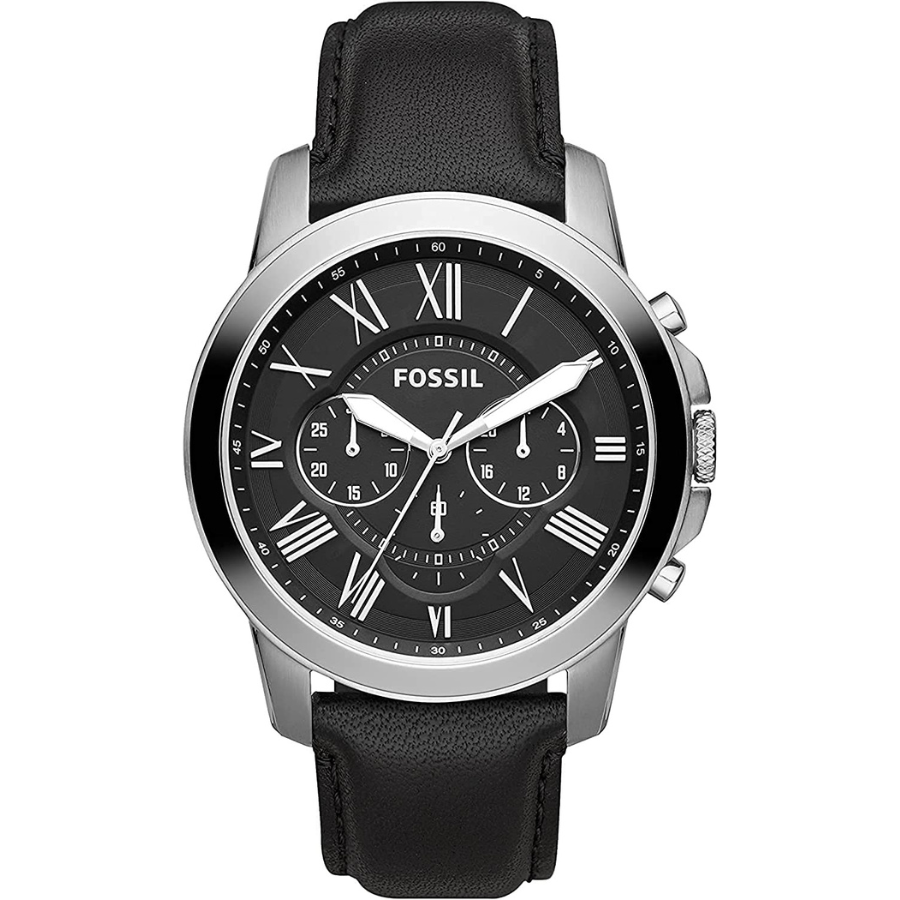 Le style intemporel de la montre Fossil en cuir noir Grant - FS4735