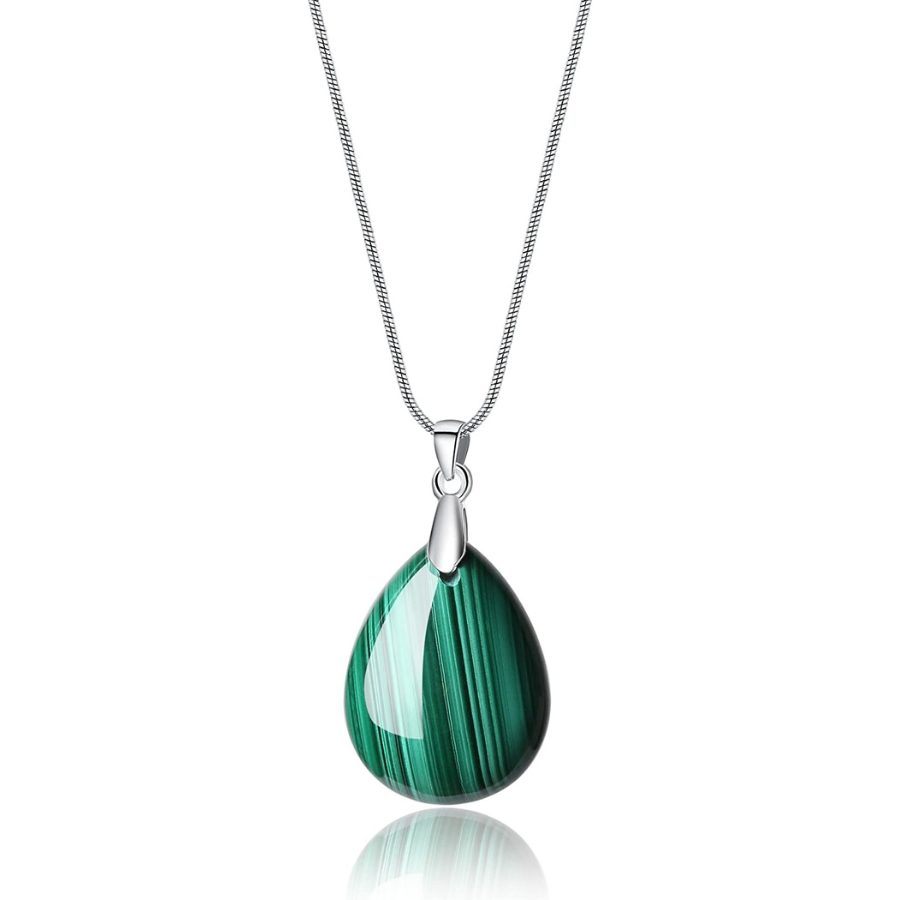 Collier malachite COAI : Pendentif Goutte en pierre pour femme