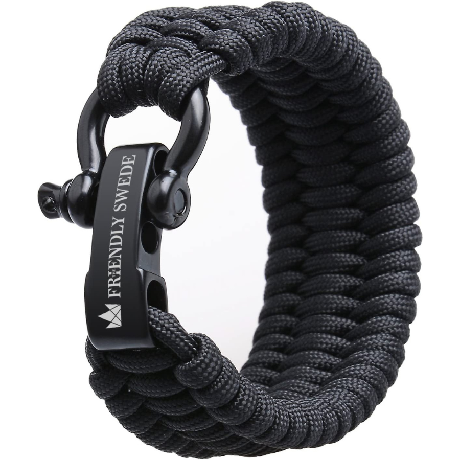 Bracelet de Survie Trilobite en Paracorde avec Maillon d\'attache Noir en Acier Inoxydable