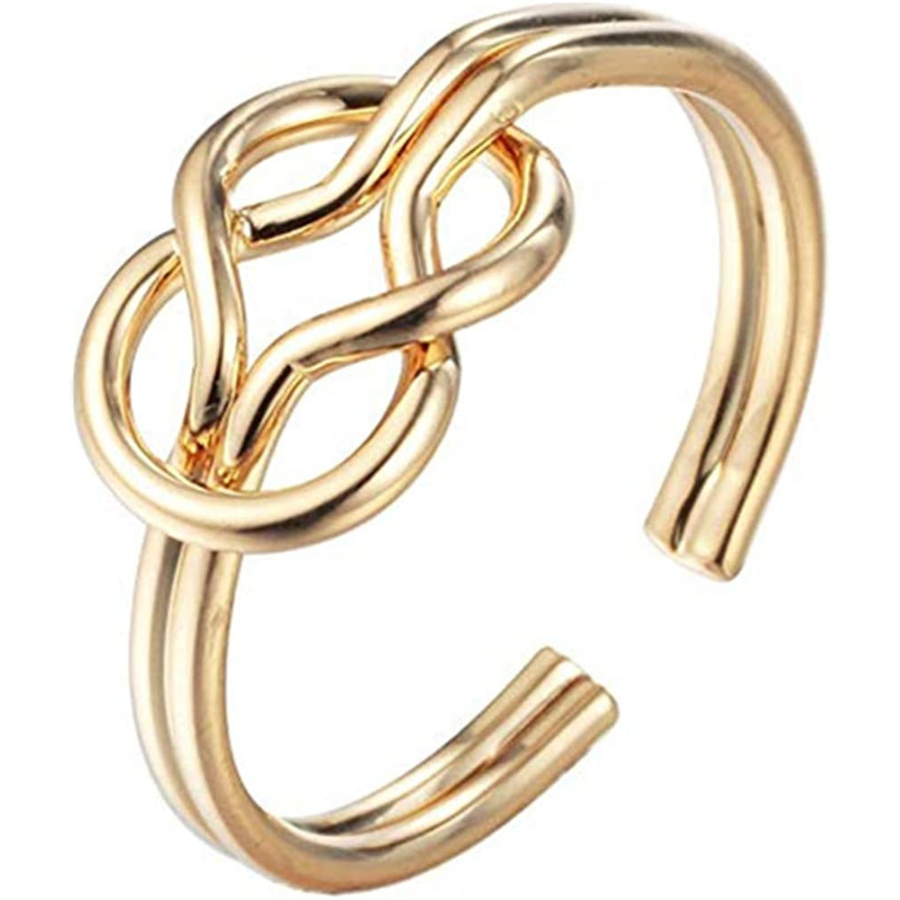 Bracelet Manchette avec nœud en acier titane, couleur or, pour femme