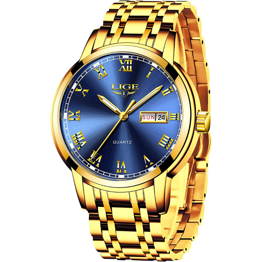 La montre parfaite pour l\'homme d\'affaires soucieux de son style avec cadran bleu/doré
