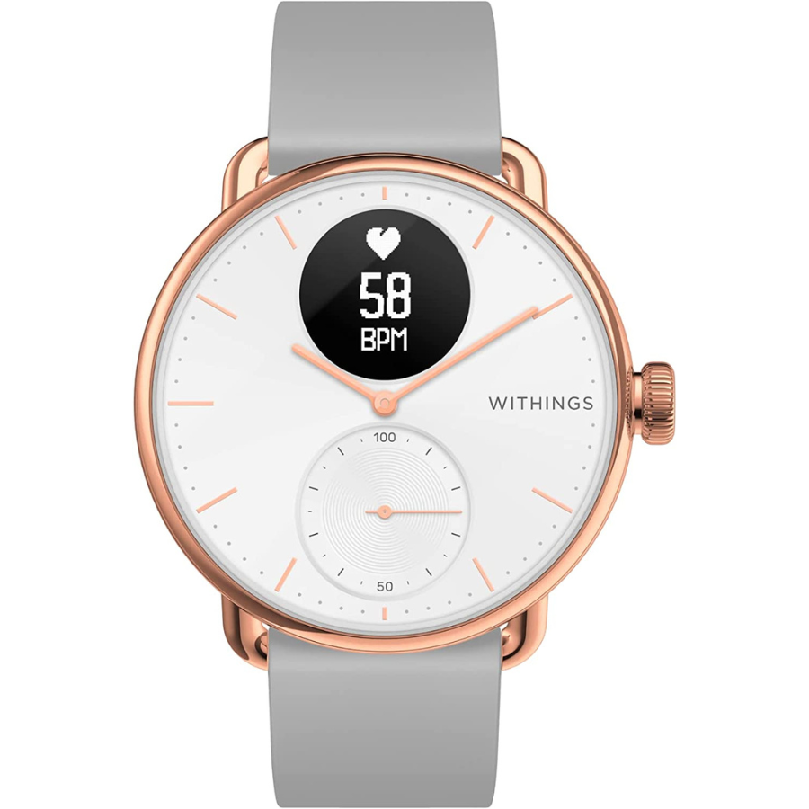 Découvrez la Withings Scanwatch or rose/blanc