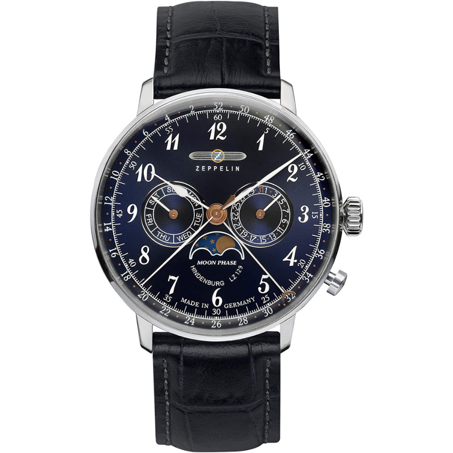Un accessoire intemporel pour le gentleman élégant : La montre Zeppelin à bracelet mixte Quartz Chronographe Cuir 7036-3