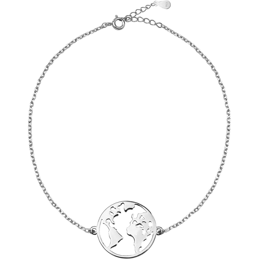 Bracelet pour femme en argent sterling 925 Sofia Milani avec pendentif carte du monde